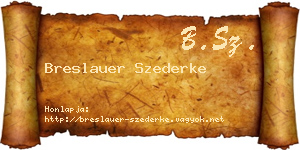 Breslauer Szederke névjegykártya